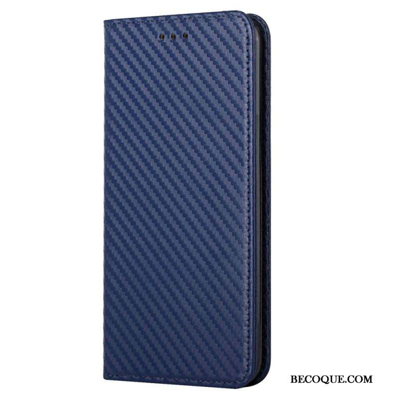 Flip Cover Samsung Galaxy S23 5G Style Fibre Carbone à Lanière