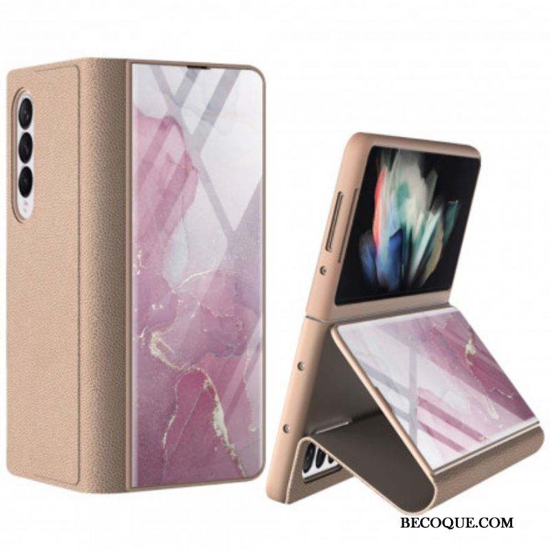 Flip Cover Samsung Galaxy Z Fold 3 5G Verre Trempé Marbre GKK