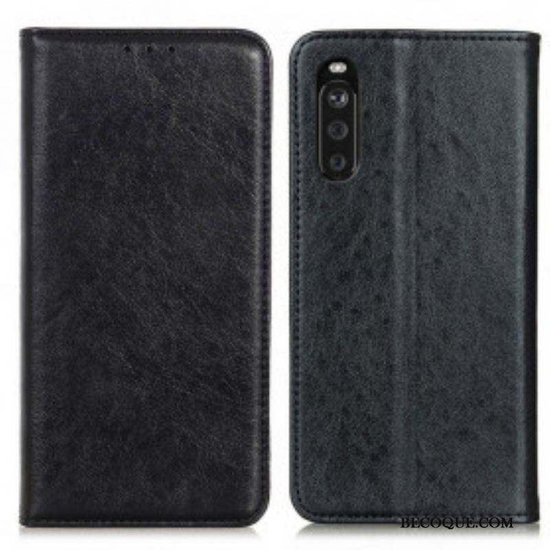 Flip Cover Sony Xperia 10 III Cuir Fendu Texturé