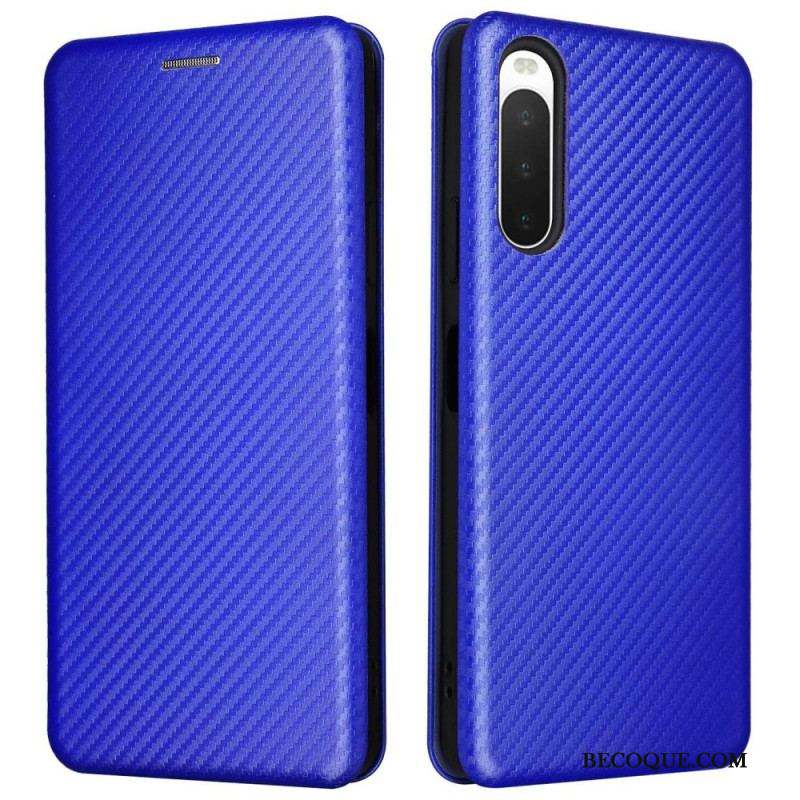 Flip Cover Sony Xperia 10 IV Texture Fibre Carbone