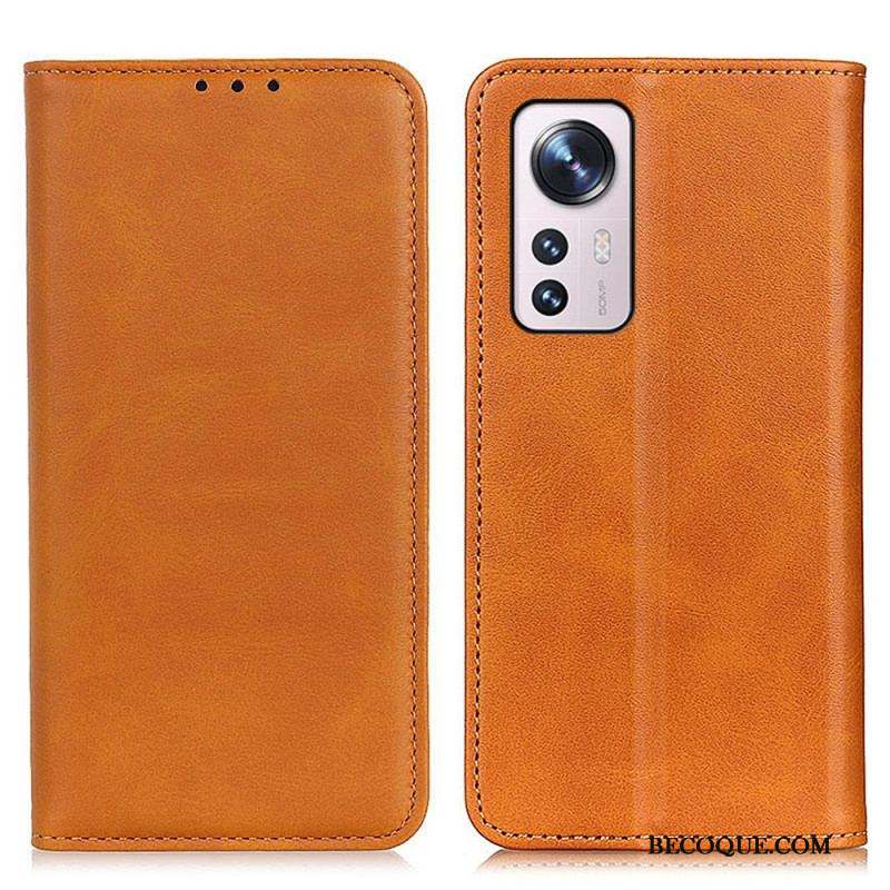 Flip Cover Xiaomi 12 Pro Cuir Fendu Élégance