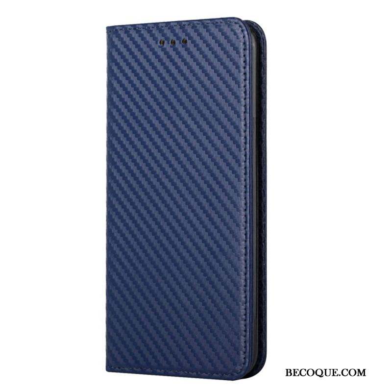 Flip Cover Xiaomi Redmi Note 10 Pro Fibre Carbone à Lanière