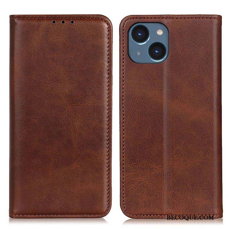 Flip Cover iPhone 14 Plus Cuir Fendu Mat