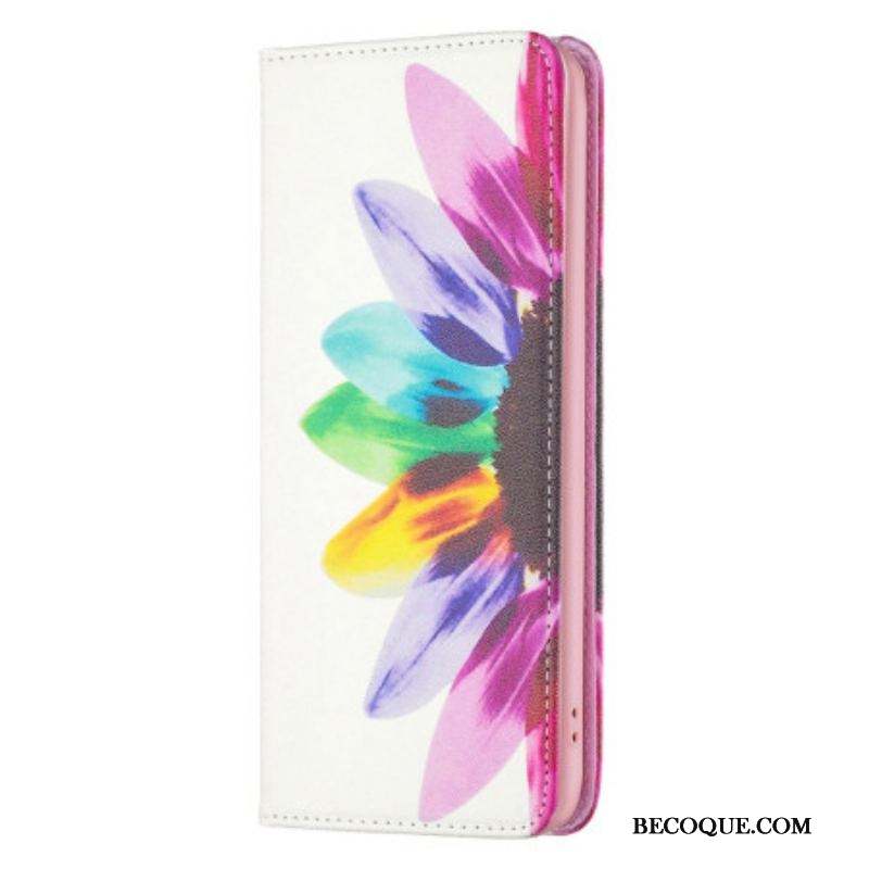 Flip Cover iPhone 14 Pro Fleur Aquarelle