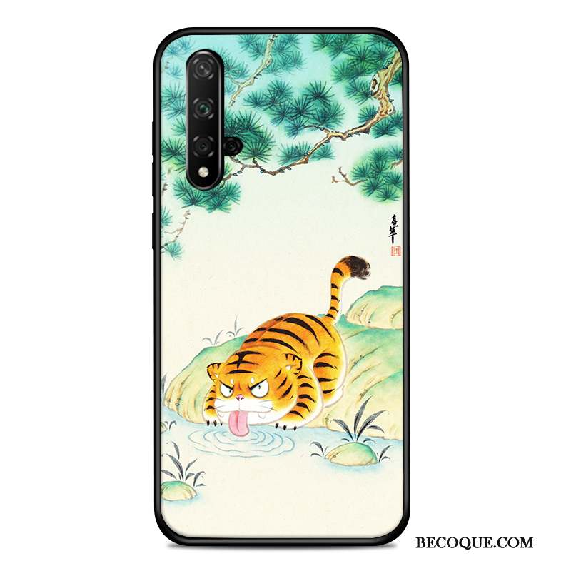 Honor 20 Coque De Téléphone Tigre Marque De Tendance Protection Personnalisé Vert