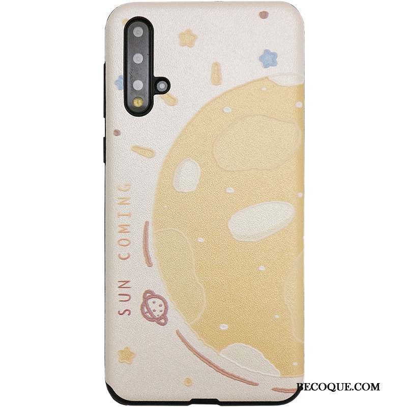 Honor 20 Coque Net Rouge Jaune Planète Amoureux Incassable