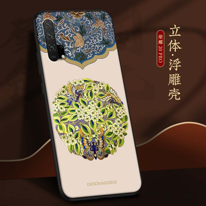 Honor 20 Pro Coque Délavé En Daim Créatif Personnalité Style Chinois Vert Incassable