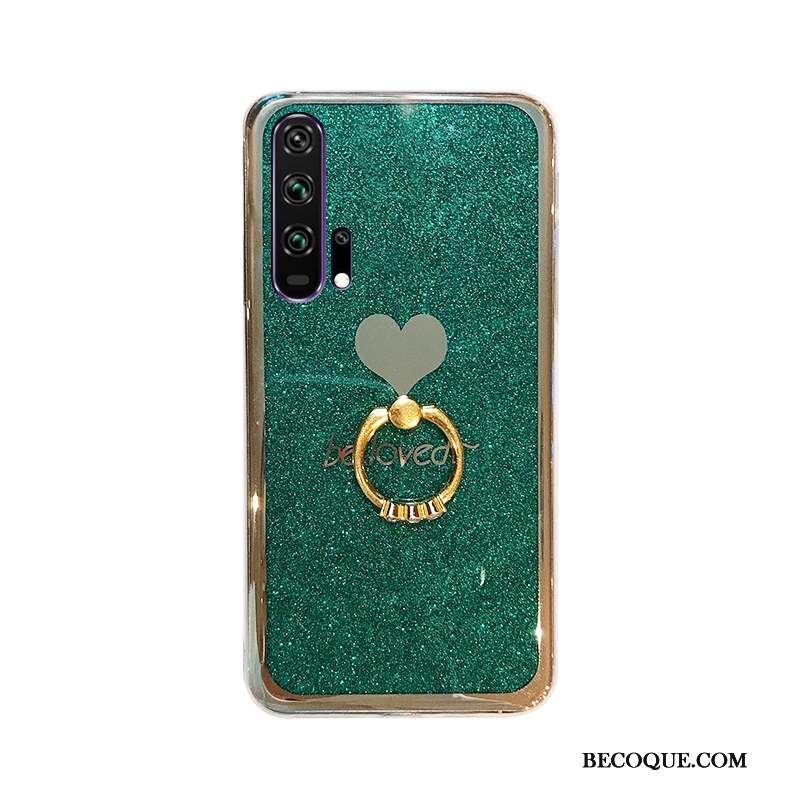 Honor 20 Pro Coque Rose Placage Vert Anneau Or Étui