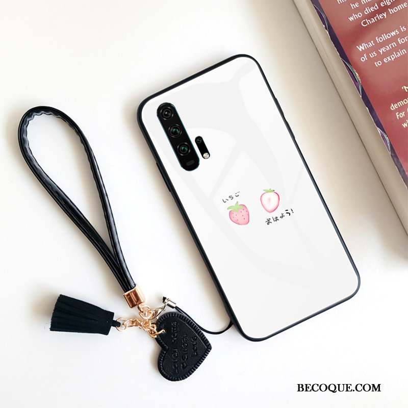 Honor 20 Pro Coque Téléphone Portable Difficile Silicone Fraise Verre Miroir