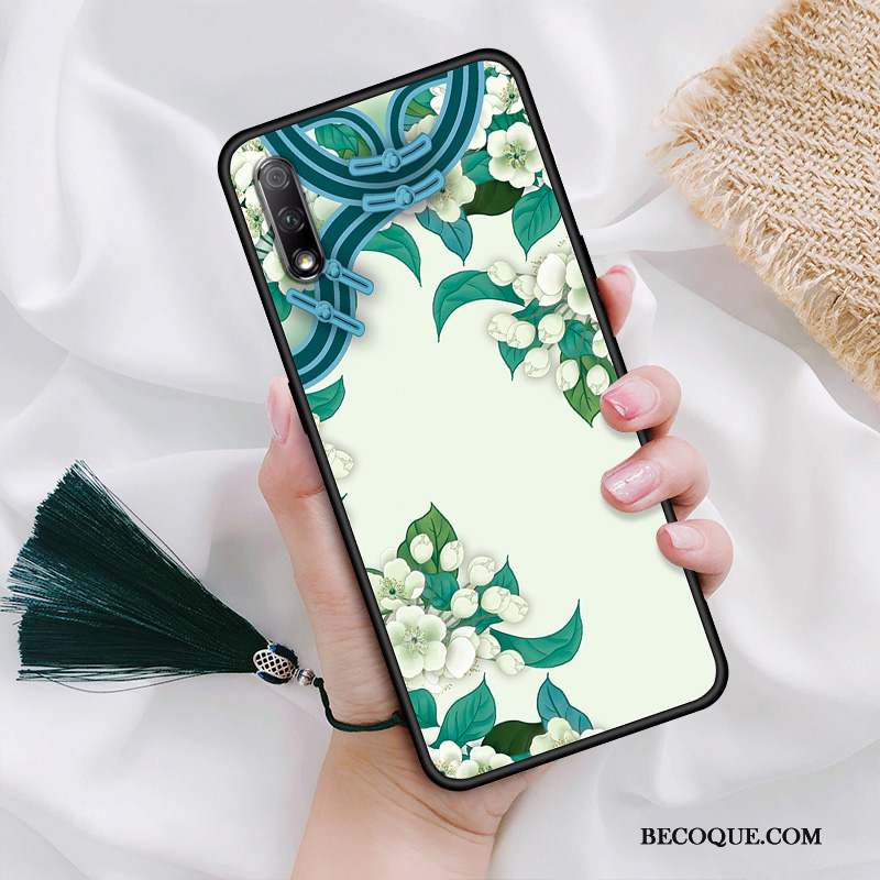 Honor 9x Coque Protection Jeunesse Incassable Style Chinois Fleur Vert