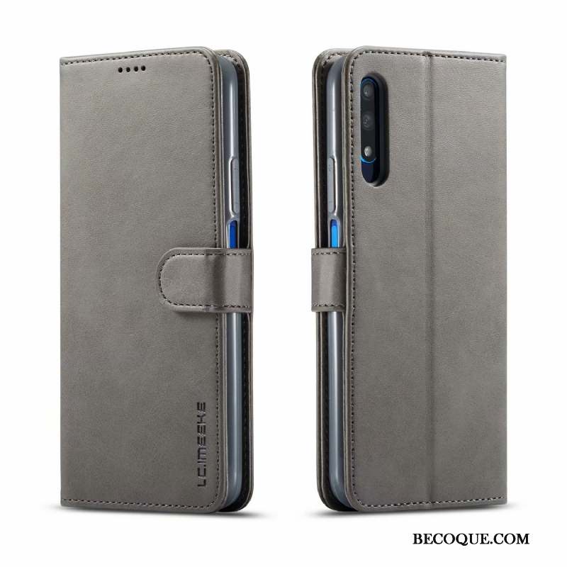 Honor 9x Étui En Cuir Incassable Tout Compris Coque De Téléphone Clamshell Gris