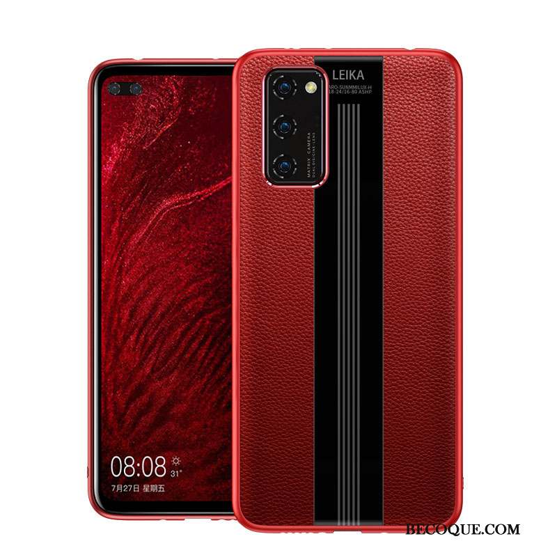 Honor View30 Coque De Téléphone Très Mince Cuir Véritable Net Rouge Tout Compris Étui En Cuir