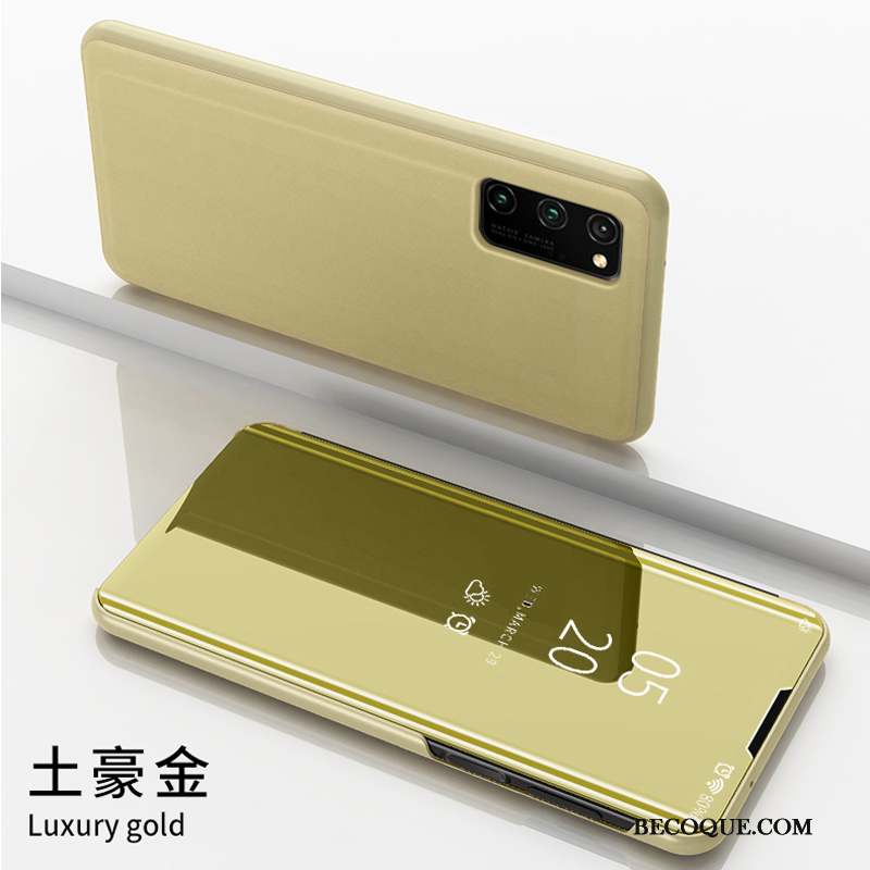 Honor View30 Coque Or Luxe Miroir Tempérer Protection Housse
