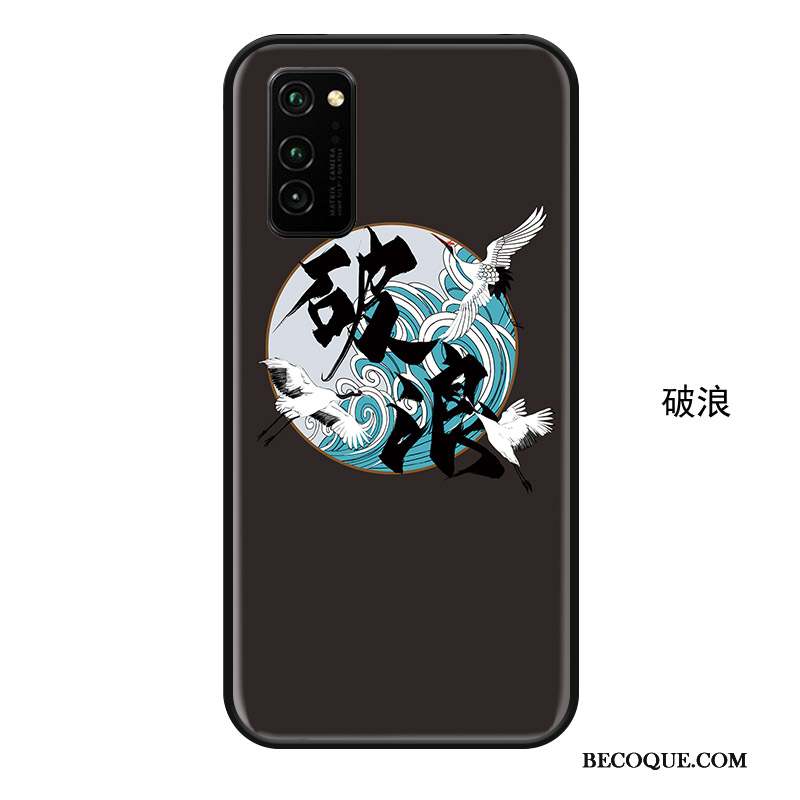 Honor View30 Coque Simple Étui Style Chinois Ornements Suspendus Drôle Noir