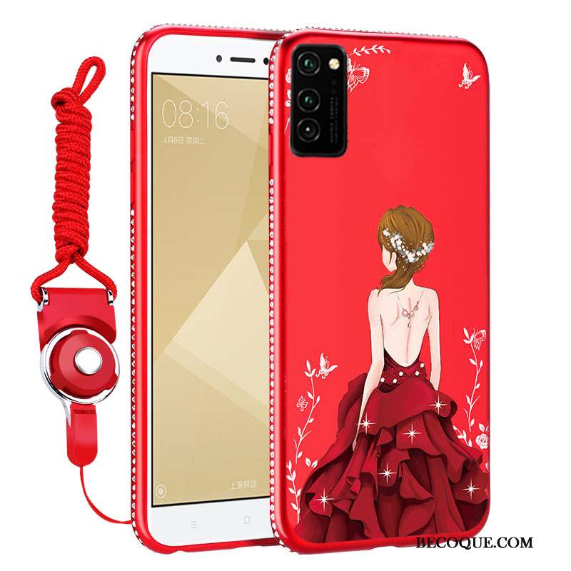 Honor View30 Coque Étui Silicone Net Rouge Tout Compris Fluide Doux Protection