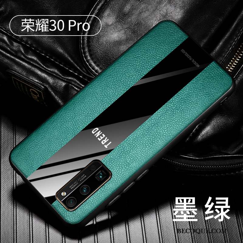 Honor View30 Pro Coque Fluide Doux Nouveau À Bord Très Mince Étui En Cuir Vert