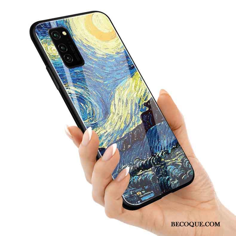 Honor View30 Pro Coque Original Bleu Peinture À L'huile Étui Simple Haute