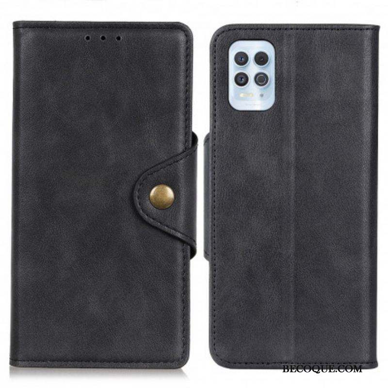 Housse Moto G100 Simili Cuir Bouton