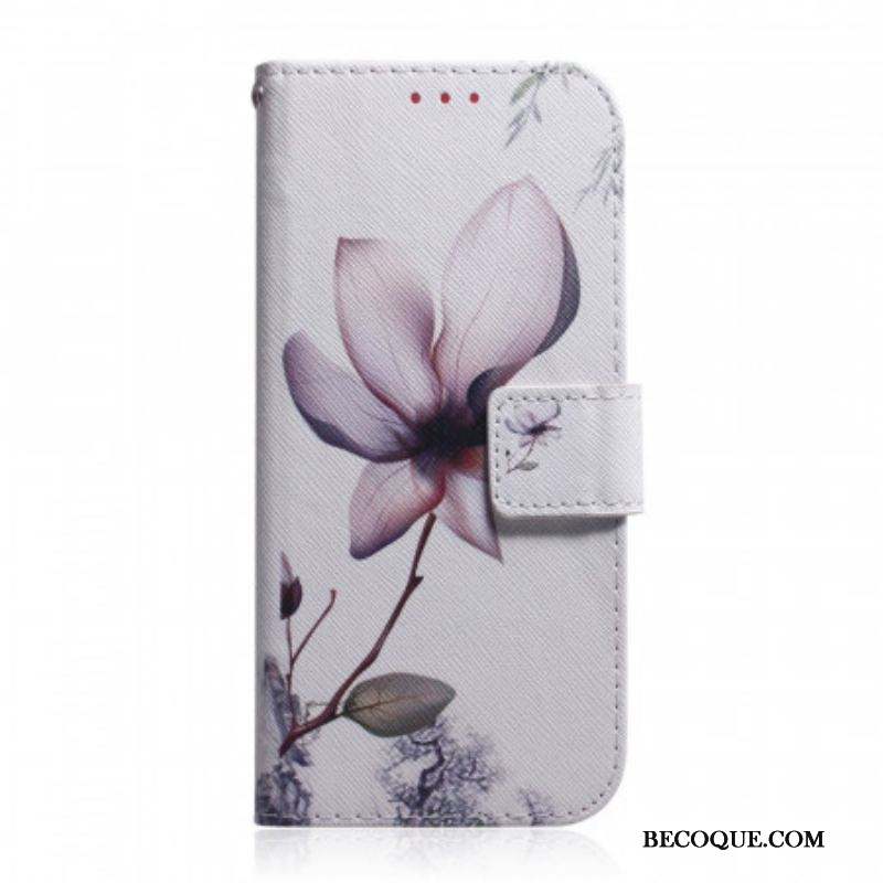 Housse Moto G200 5G Fleur Vieux Rose