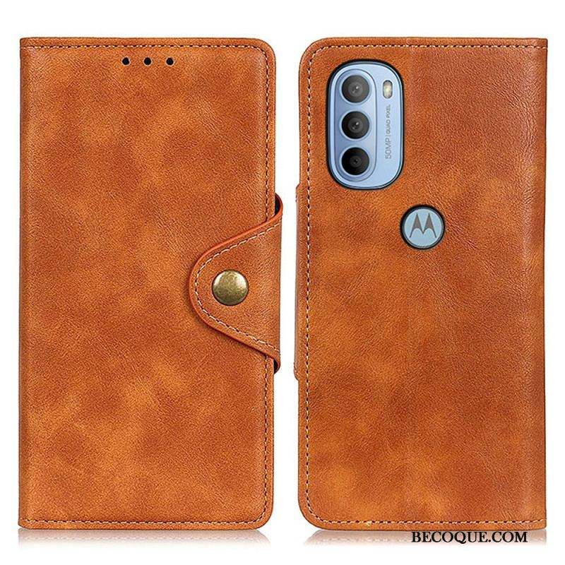 Housse Moto G41 / G31 Simili Cuir Vintage et Bouton