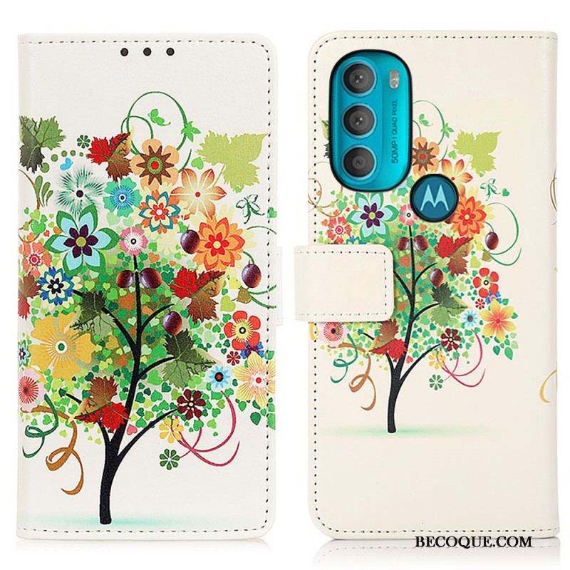 Housse Moto G71 5G Arbre Fleuri