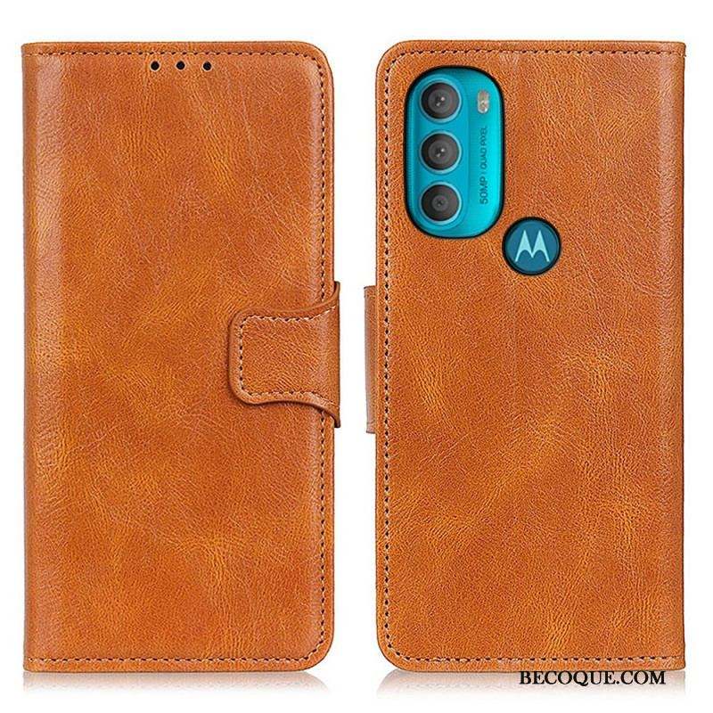 Housse Moto G71 5G Effet Cuir Fermoir Réversible