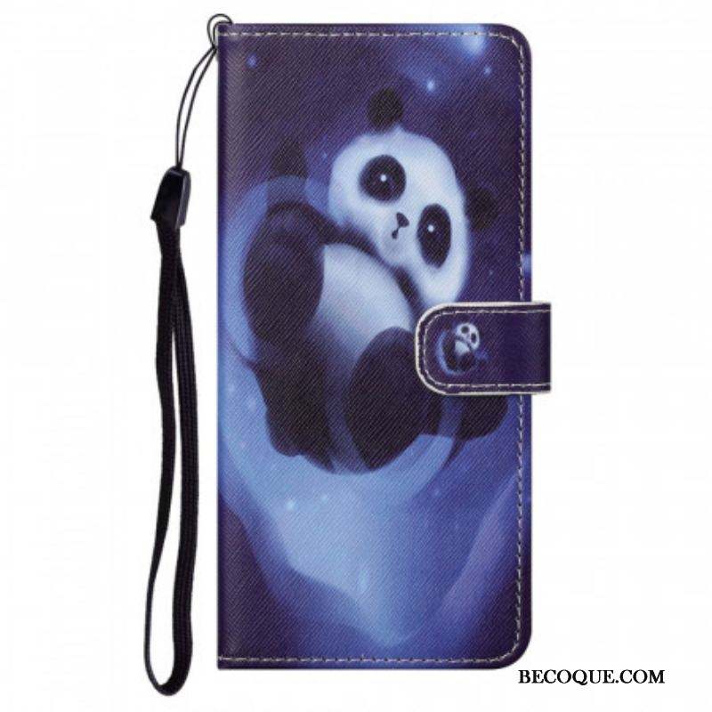 Housse Moto G71 5G Panda Space à Lanière