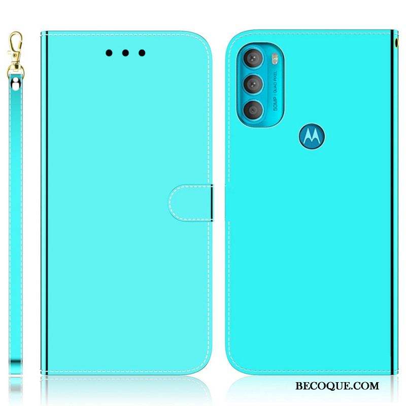 Housse Moto G71 5G Simili Cuir Couverture Miroir