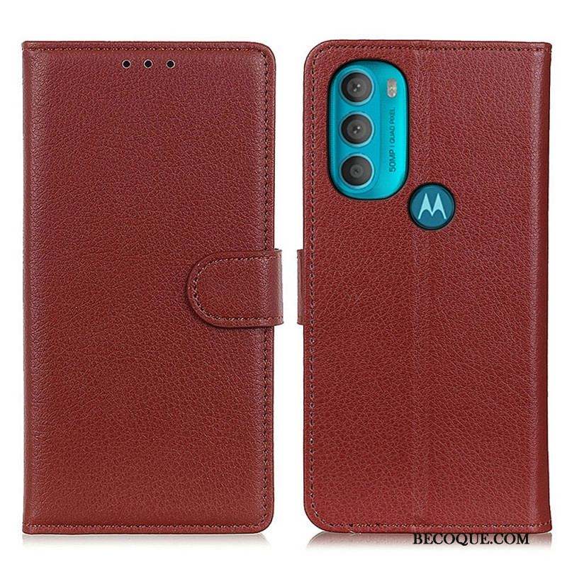 Housse Moto G71 5G Traditionnellement Litchi