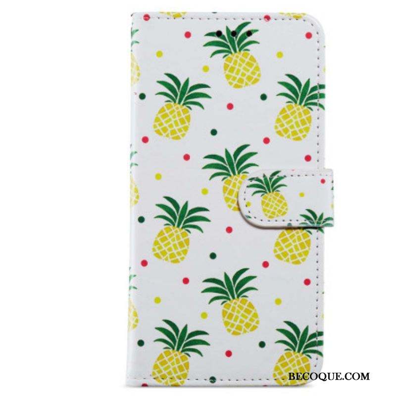 Housse Moto G73 5G Ananas à Lanière