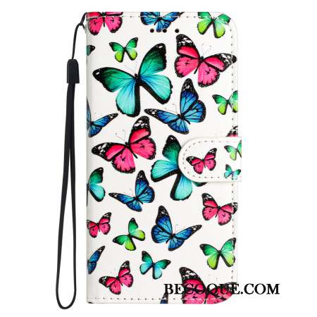 Housse Motorola Edge 50 Papillons Colorés à Lanière