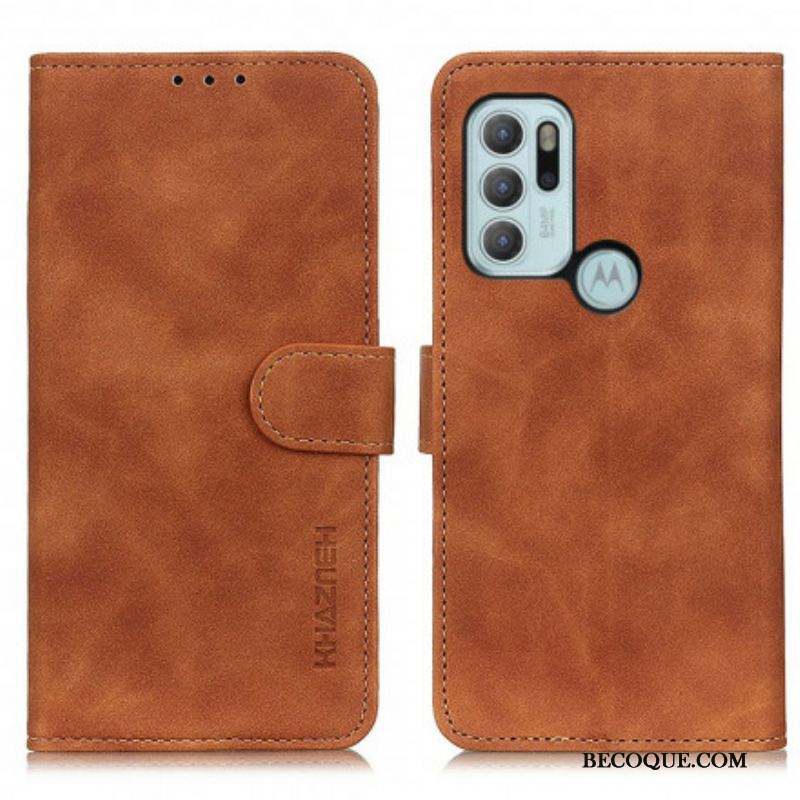 Housse Motorola G60s Effet Cuir Vintage KHAZNEH