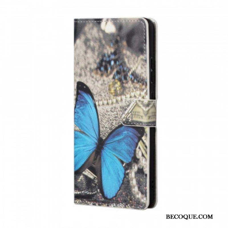 Housse Samsung Galaxy A13 5G / A04s Papillon Bleu