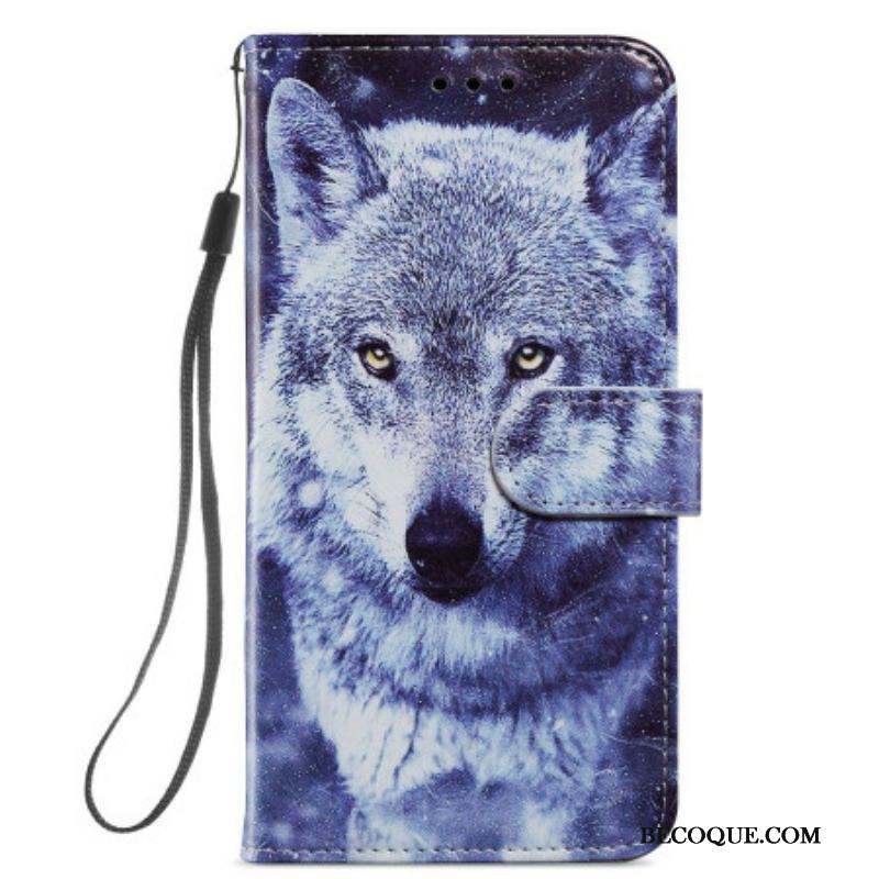 Housse Samsung Galaxy A54 5G Tendre Loup à Lanière