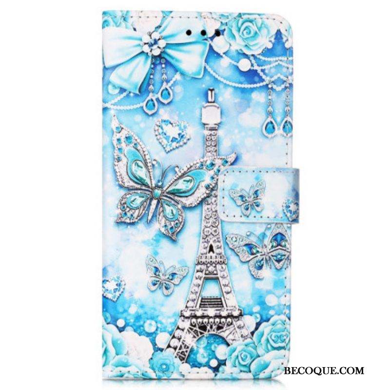 Housse Samsung Galaxy A54 5G Tour Eiffel Papillons