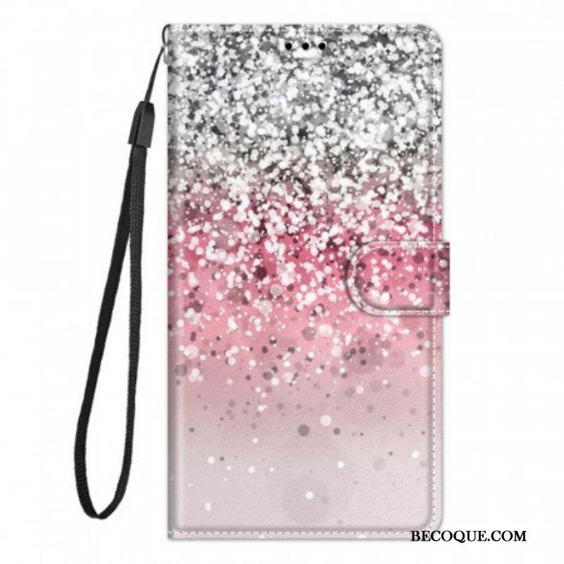 Housse Samsung Galaxy M23 5G Paillettes avec Lanière