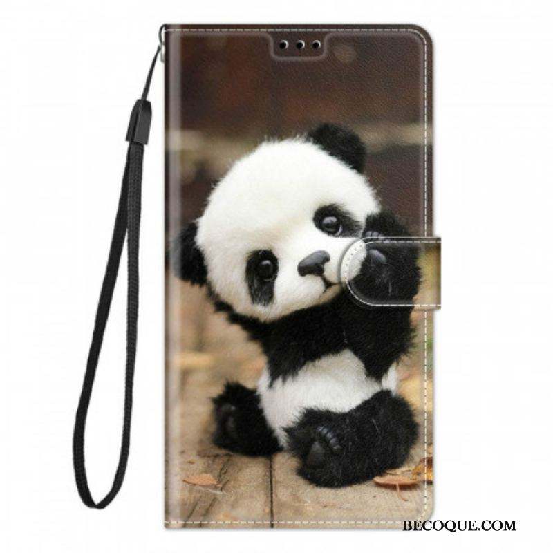 Housse Samsung Galaxy M23 5G Petit Panda à Lanière