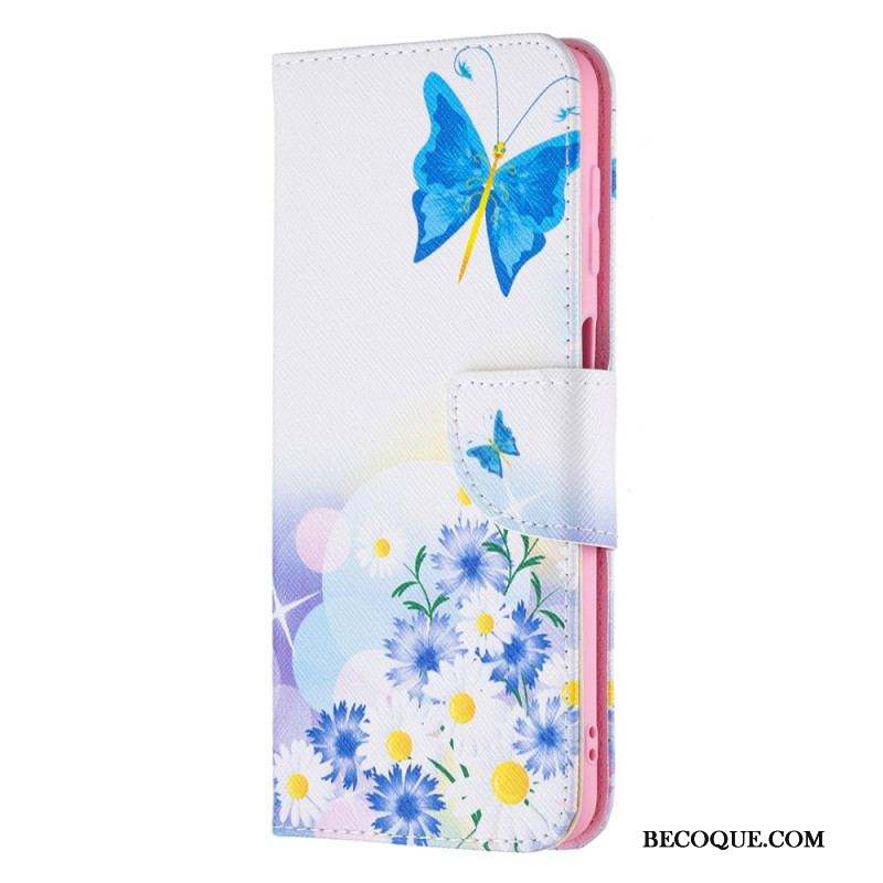 Housse Samsung Galaxy M32 Papillons et Fleurs Peints