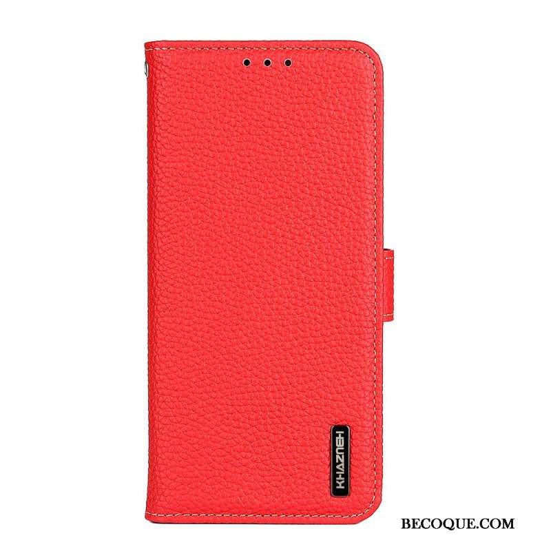 Housse Samsung Galaxy M32 Véritable Cuir Litchi KHAZNEH RFID