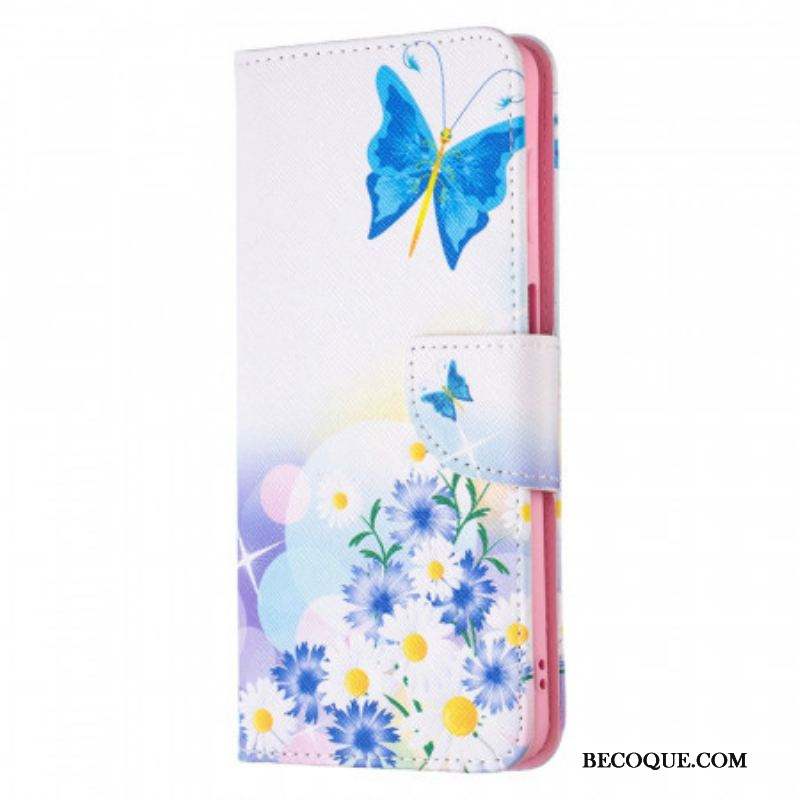 Housse Samsung Galaxy M52 5G Papillon et Fleurs