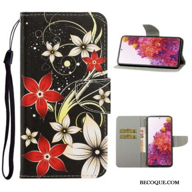 Housse Samsung Galaxy S20 FE Fleurs Colorées à Lanière