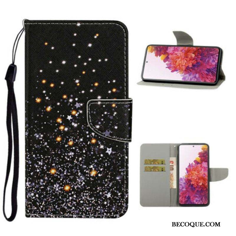 Housse Samsung Galaxy S20 FE Étoiles et Paillettes avec Lanière