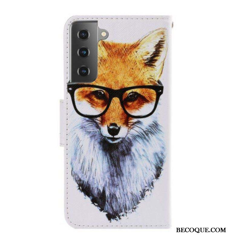 Housse Samsung Galaxy S21 5G Renard Intello à Lanière