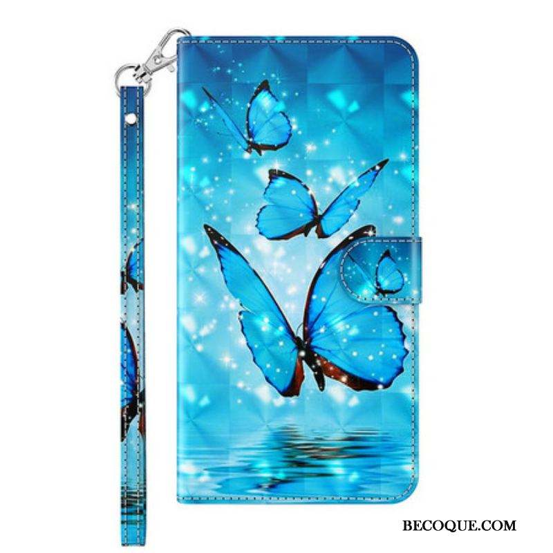 Housse Samsung Galaxy S21 FE Papillons Bleus Volants