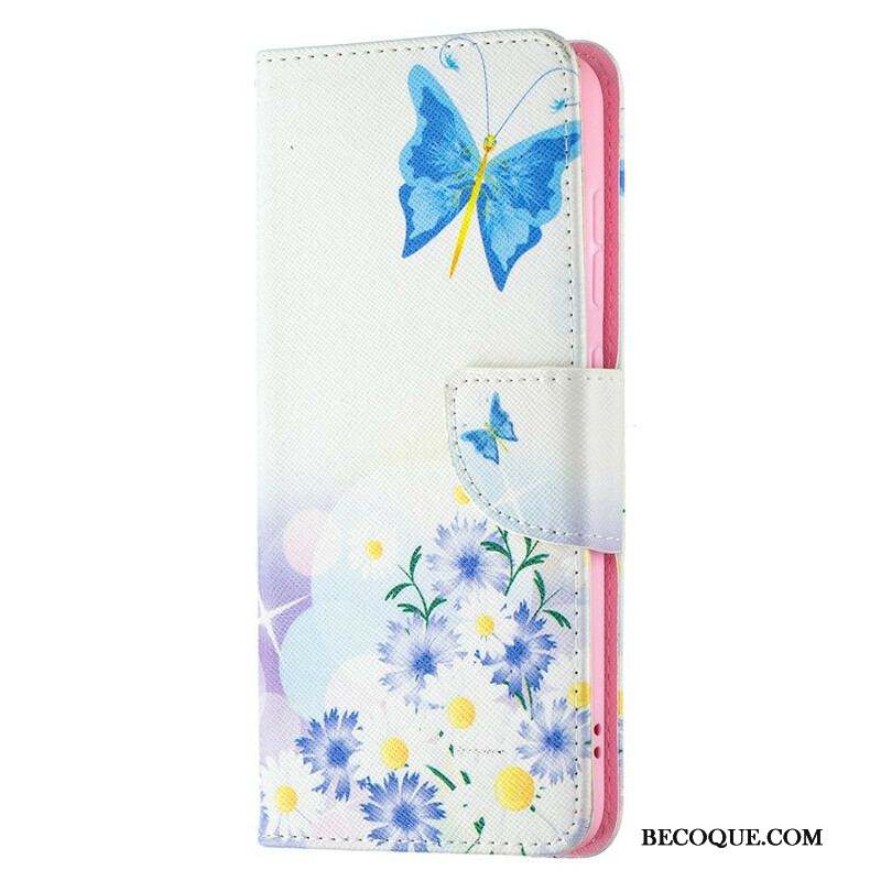 Housse Samsung Galaxy S21 FE Papillons et Fleurs Peints