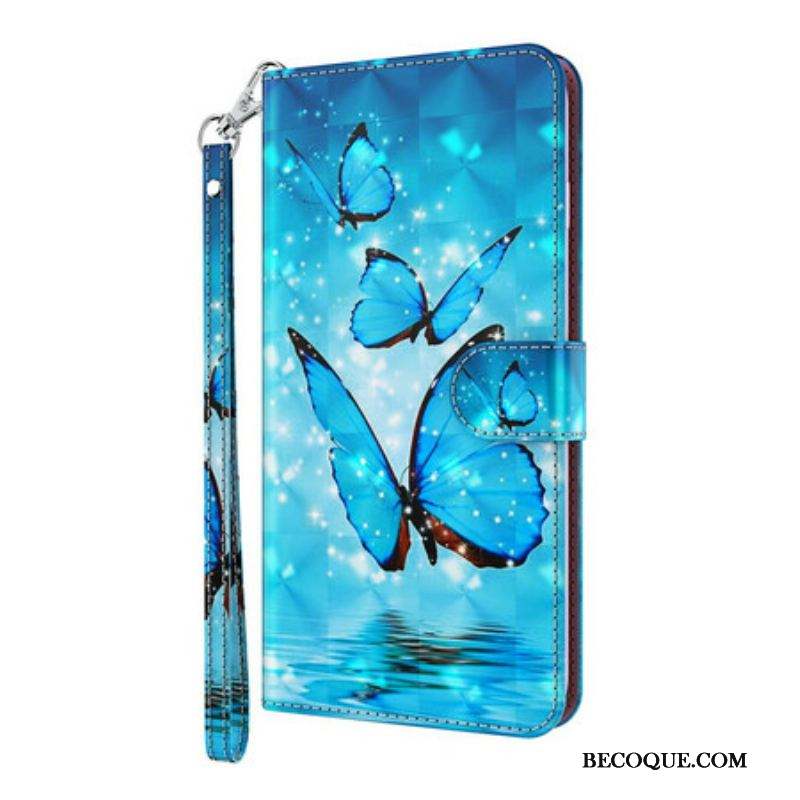 Housse Samsung Galaxy S21 Plus 5G Papillons Bleus Volants