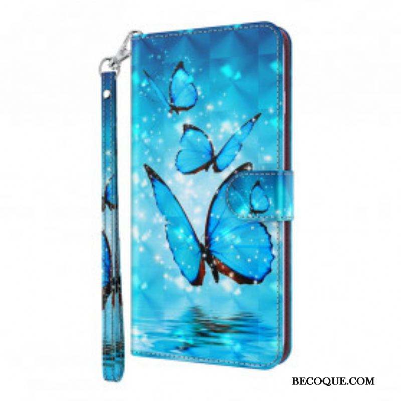 Housse Samsung Galaxy S21 Ultra 5G Papillons Bleus Volants