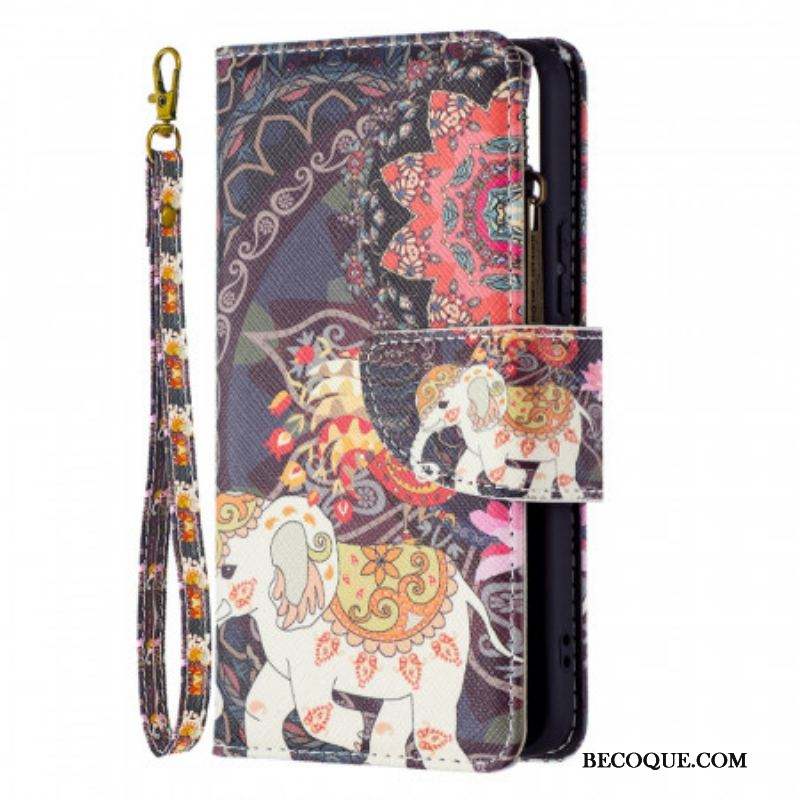 Housse Samsung Galaxy S22 5G Poche Zippée Éléphant