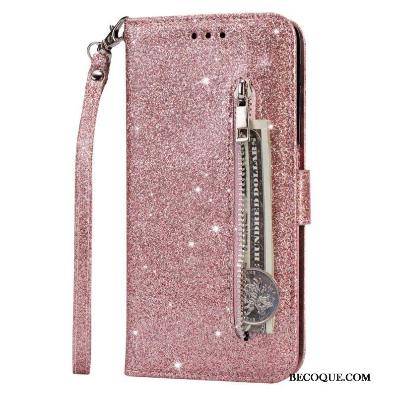 Housse Samsung Galaxy S22 5G Porte-Monnaie Paillettes