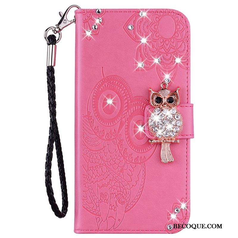 Housse Samsung Galaxy S22 Plus 5G Hibou Mandala et Breloque